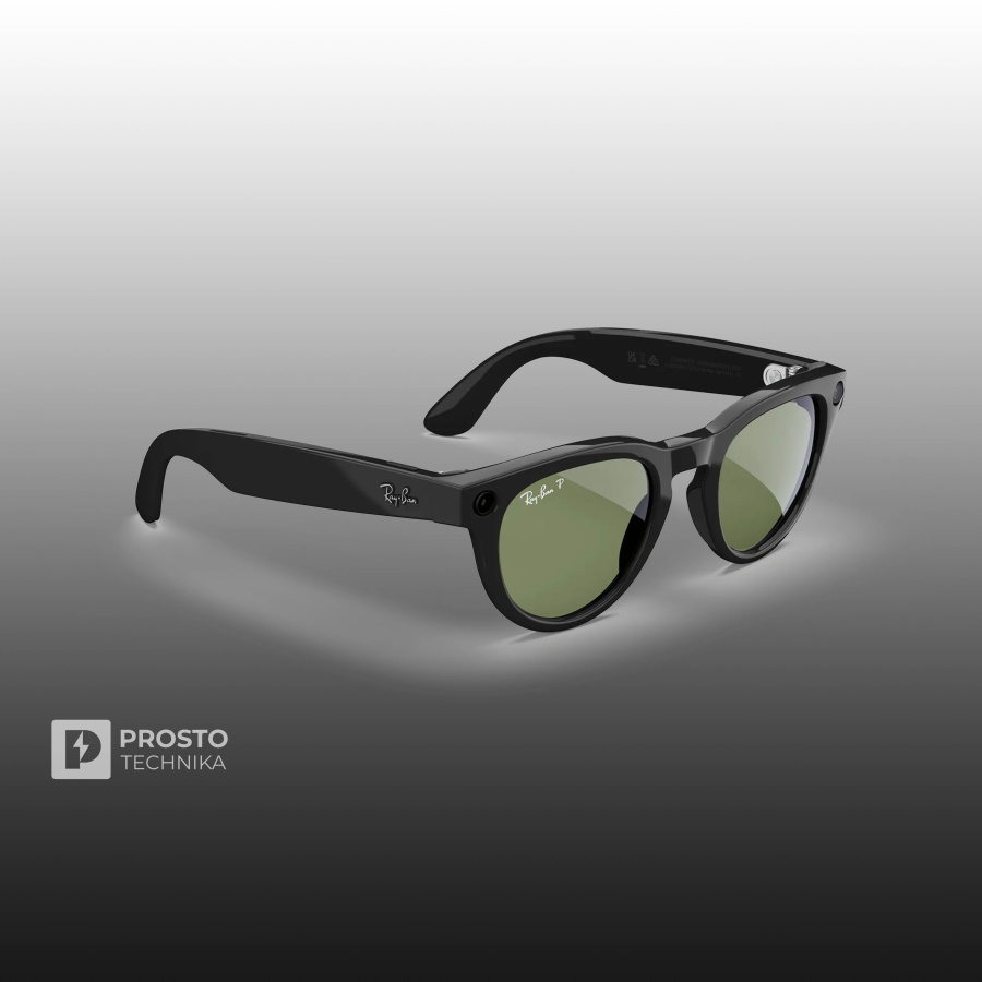 Ray-Ban Headliner (Gen 1) Глянцевый Чёрный с Зелёными Линзами